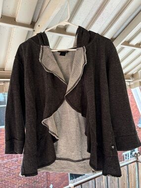 L.A. Kitty Women’s Lightweight Hooded Open-Front Cardigan Sweater - Dark Gray a